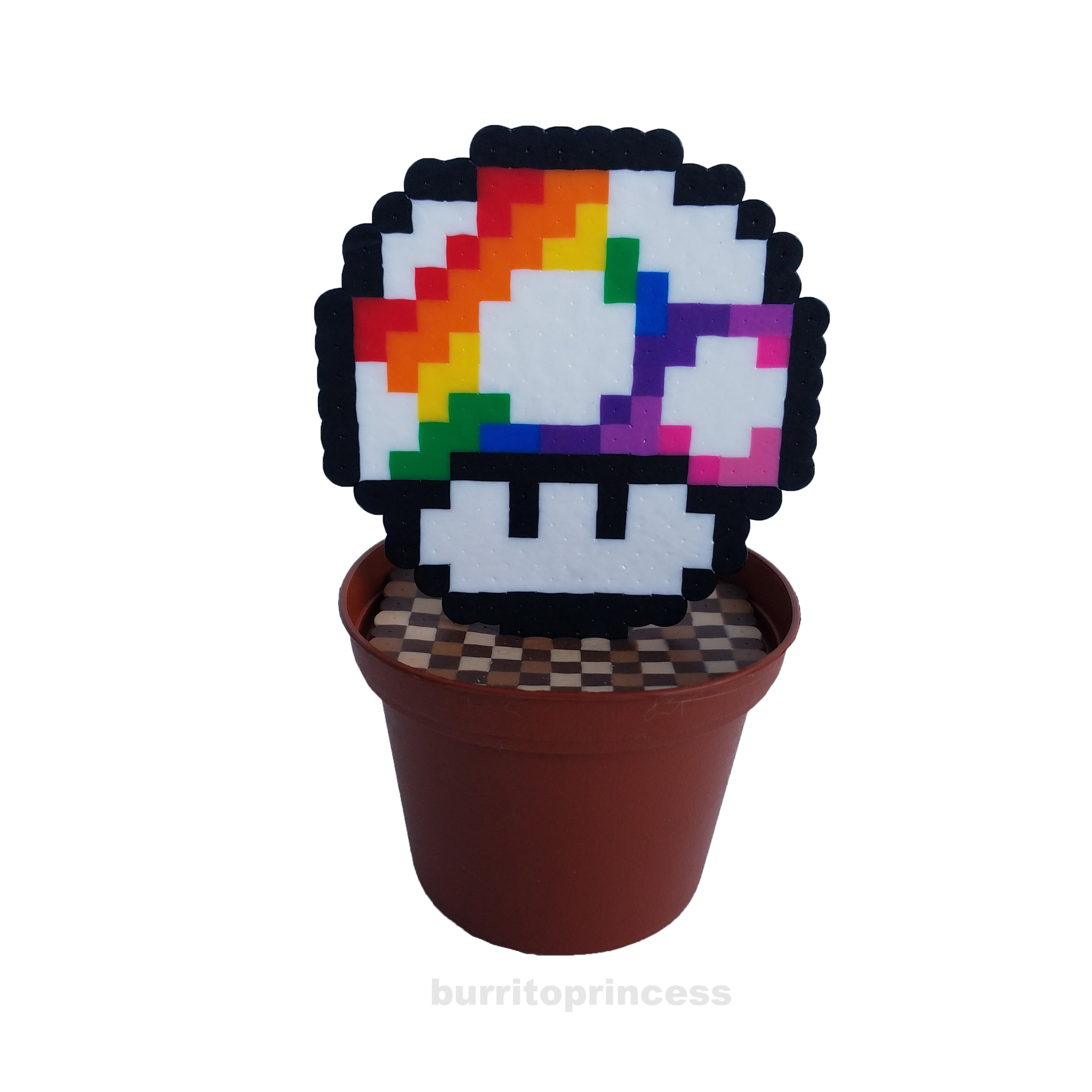 Rainbow Mushroom Bead Sprite Perler Artkal Pixel Art Retro Pride Colorful  Mario